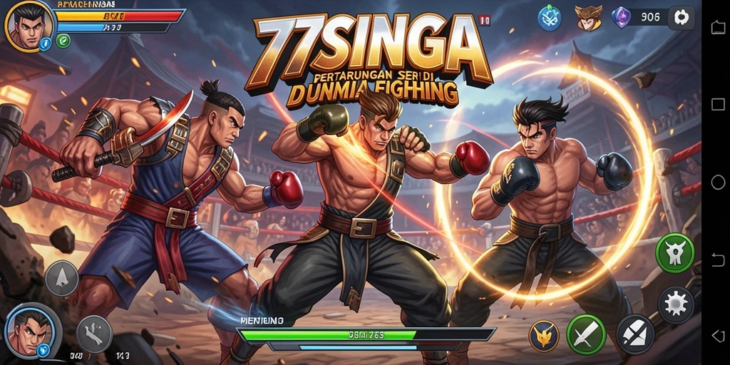 Gameplay seru di arena pertarungan 77SINGA dengan karakter unik.