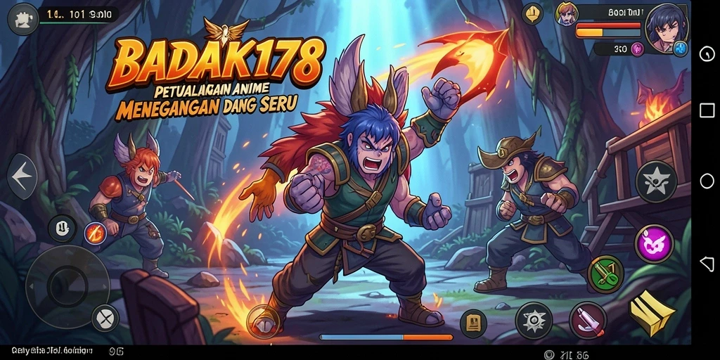 Tangkapan layar menampilkan momen seru dari gameplay BADAK178 dengan karakter anime ikonik.