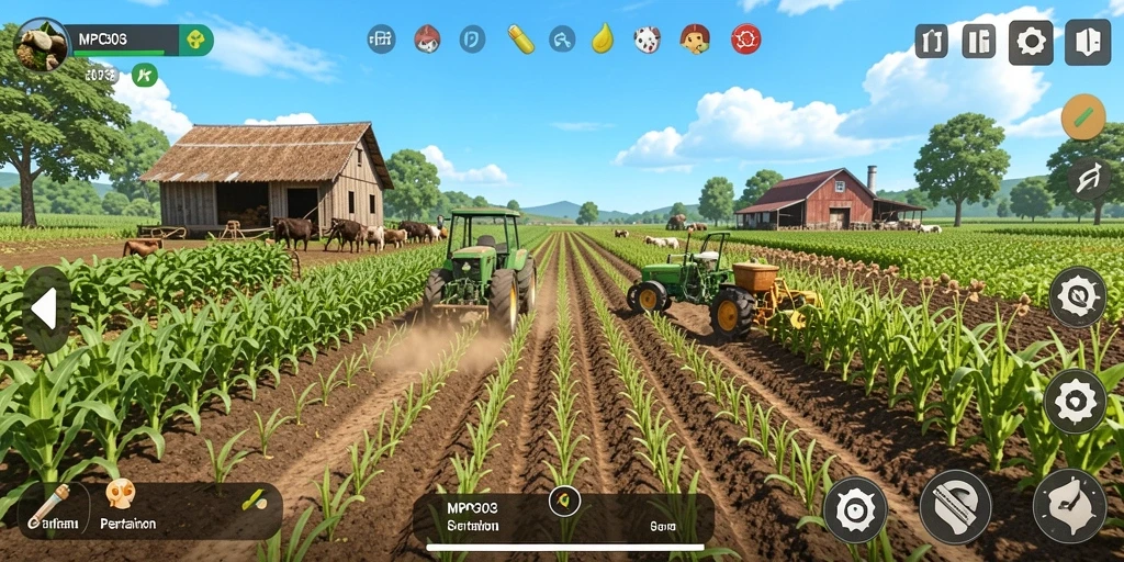 Tampilan gameplay MPO303 dengan aktivitas bertani yang seru dan interaktif.