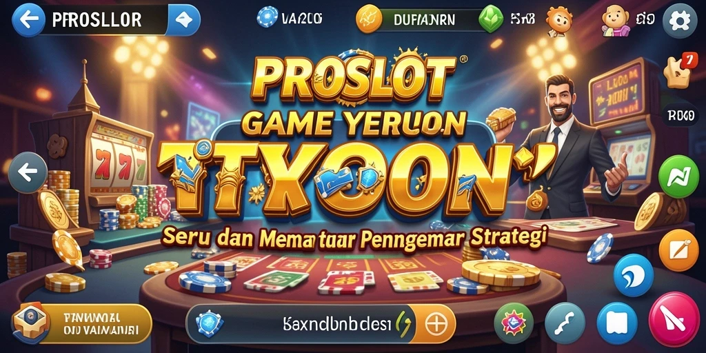 Screenshot gameplay PROSLOT menampilkan berbagai mesin slot dan desain kasino menarik.