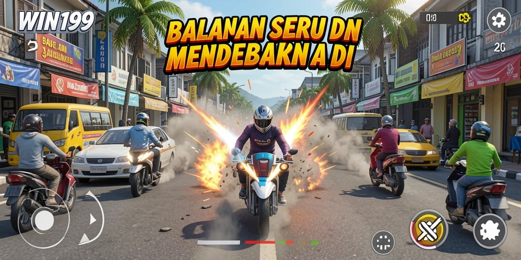 Tangkapan layar WIN199 yang menunjukkan aksi balapan mendebarkan.